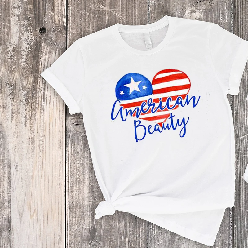 

4th of July Tops Celebration Red Blue Mom and Daughter American Beauty Tshirt Cutie Shirt Family Clothes Little Girl 2021 New
