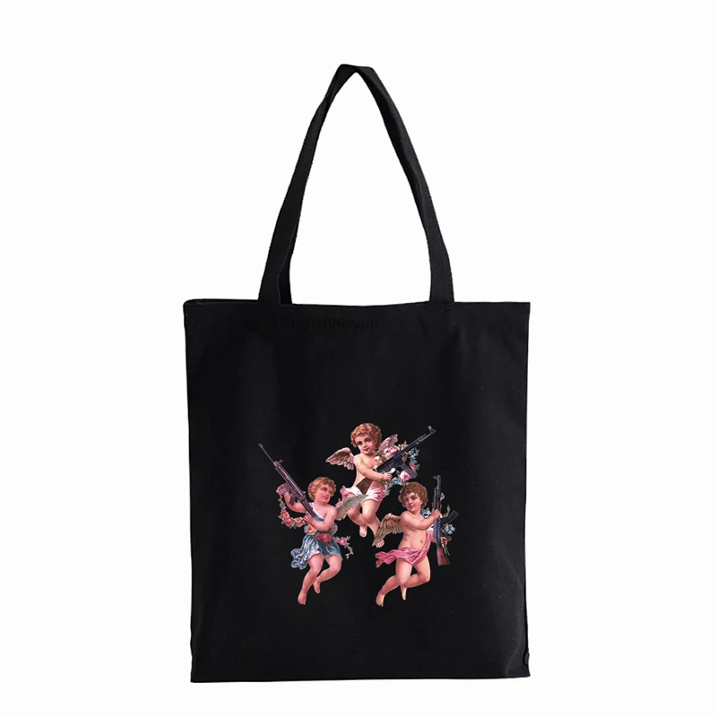 

Angel shopping bag Cartoon Printing canvas shoulder bag fashion casual letter anime print Eco large capacity tote bag bolsas