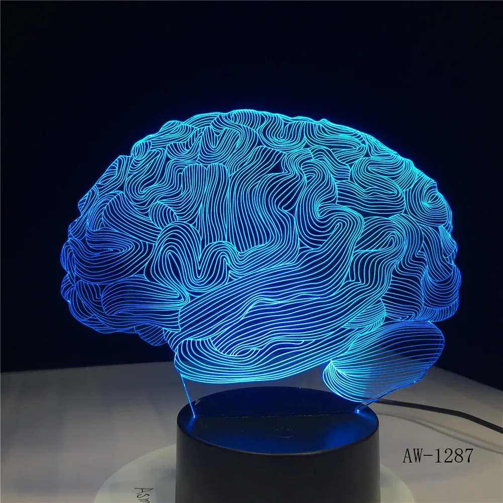 

Brain Shape 3D Illusion Lamp 7 Color Change Touch Switch LED Night Light Acrylic Desk lamp Atmosphere Novelty Lighting