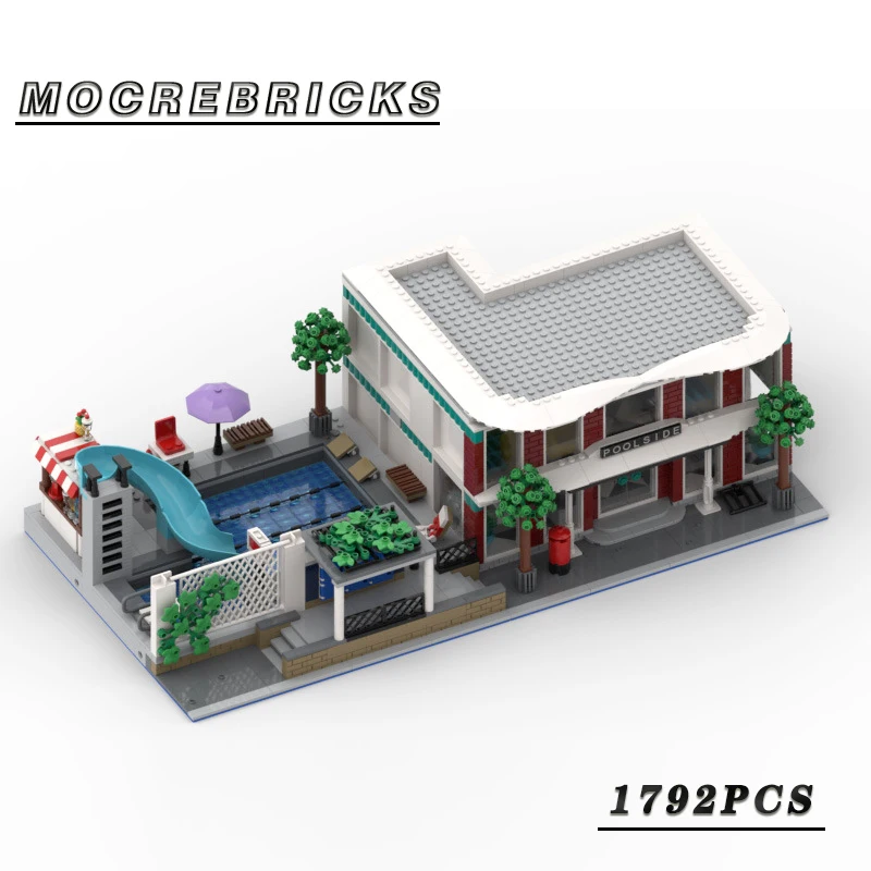 

MOC City Outdoor Indoor Swimming Pool Series Fun Scenes Creative Building Blocks DIY Assembly Collection Toys