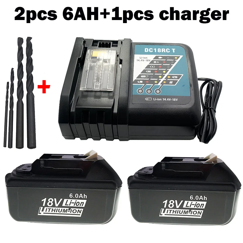 

BL1860 Rechargeable Battery 18V 6000mAh Lithium Ion For Makita 18v Battery BL1840 BL1850 BL1830 BL1860B+ Charger