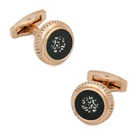 cufflinks box set jewelry gift for men personalized hollow out round pattern 18k gold plated rose color men accessories cufflink