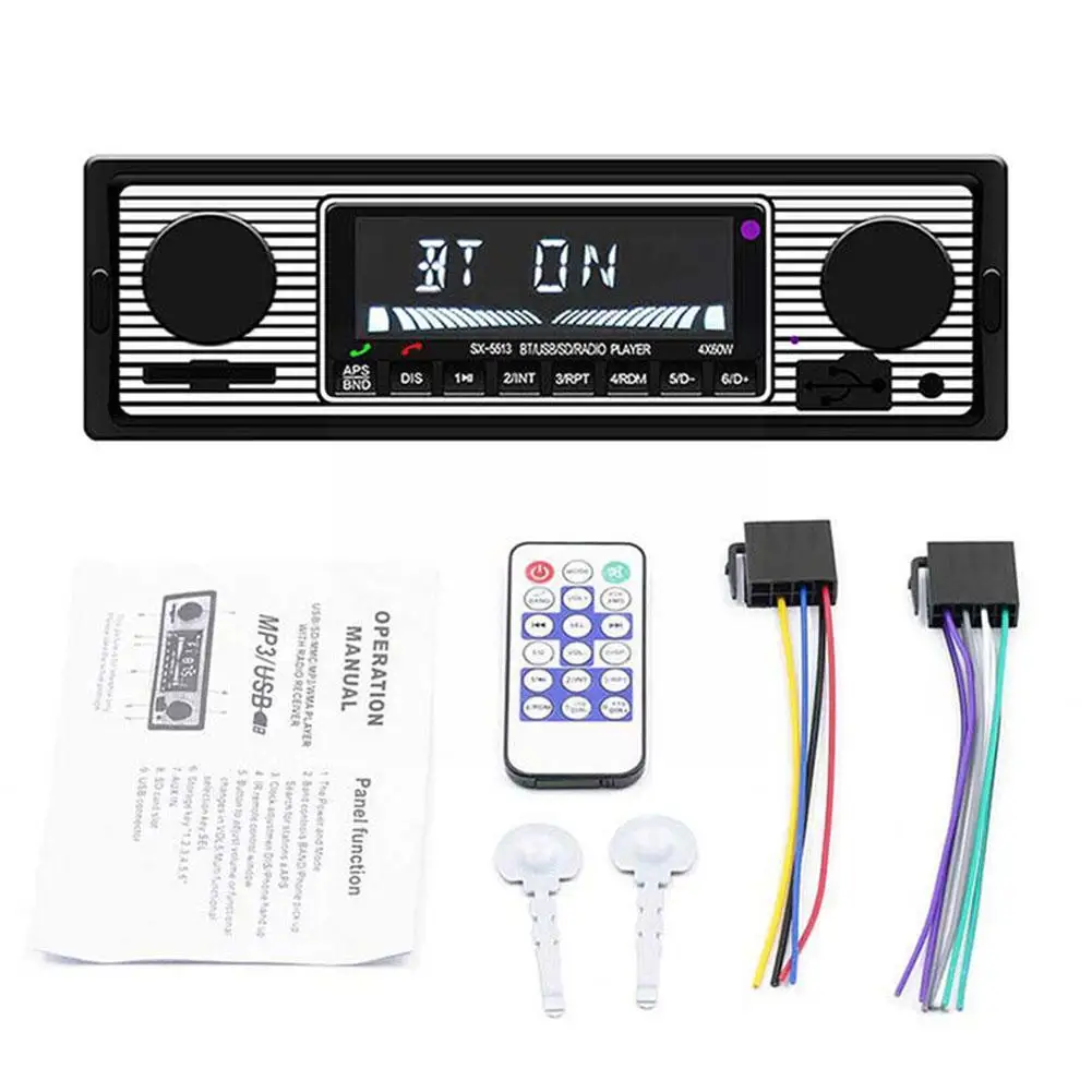 Vintage Dual Knob Mp3 Player Fm Speaker Classic Stereo Usb Audio Car Receiver Tuner Aux Accessories Ret A1i6