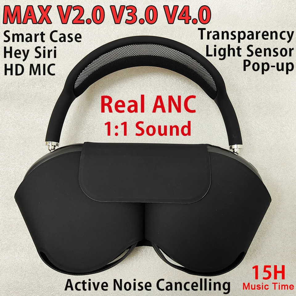 

MAX Pro ANC Wireless Headphone Bluetooth Stereo Active Noise Cancelling Headset Transparency Mode