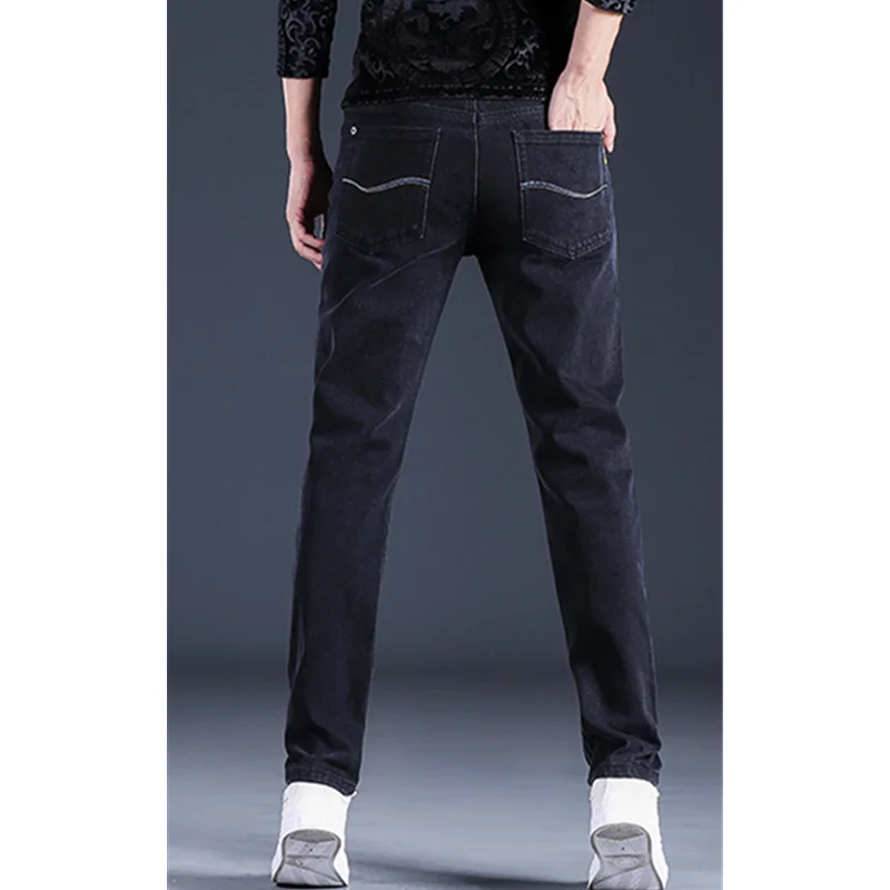Men Clothing Autumn New Pattern Smoky Grey Self-cultivation Crus Pedis Straight Cylinder Trousers Casual Stretch Jeans Female