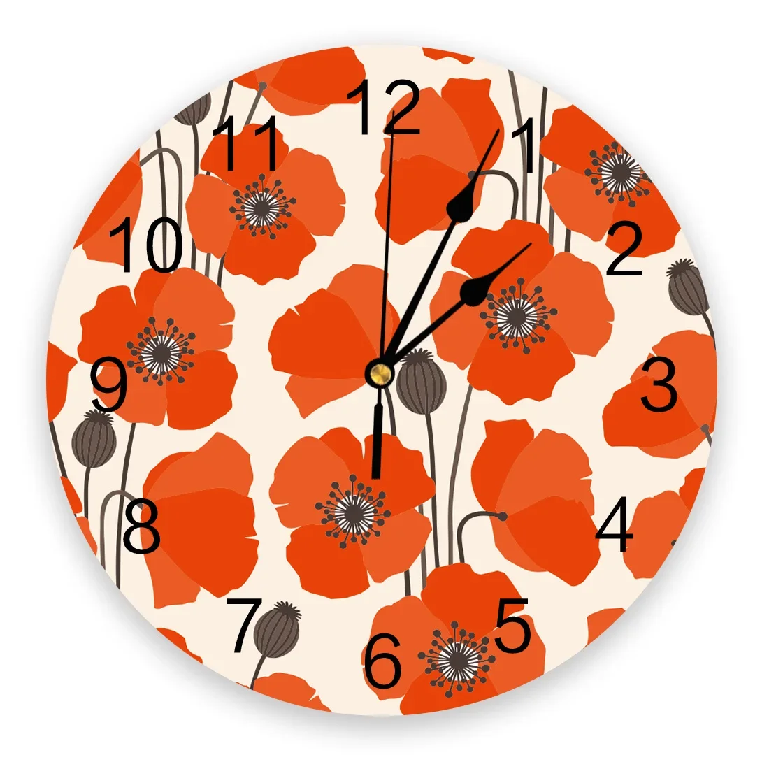 Настенные часы с абстрактным цветочным рисунком красного мака современные
