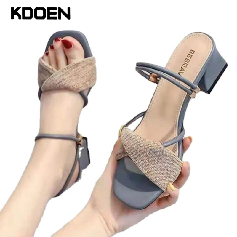 KDOEN Slippers Summer Slides Open Toe Flat Casual Shoes Leisure Sandal Female Beach Flip Flops Shoes For Women Size 36-40