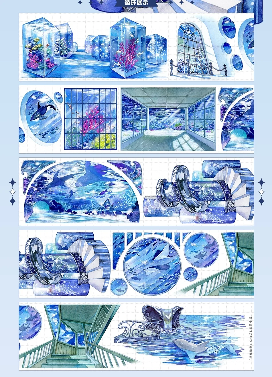 1 Loop 7CMX100cm New Komos PET Tape Journal Base Background Collage - Blue Dreams