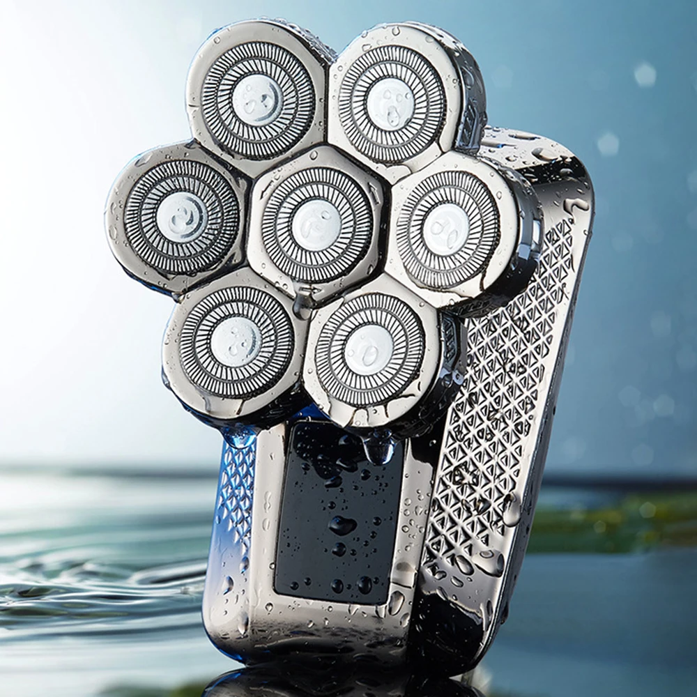 

Электрическая бритва с нулевым шаром, бритвенный станок для мужчин, стирающийся, 7 лезвий, 7 D, цифровой триммер