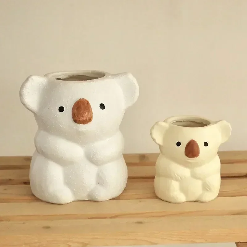 Милая Маленькая ваза Koala искусственная смола растения в горшке настольные