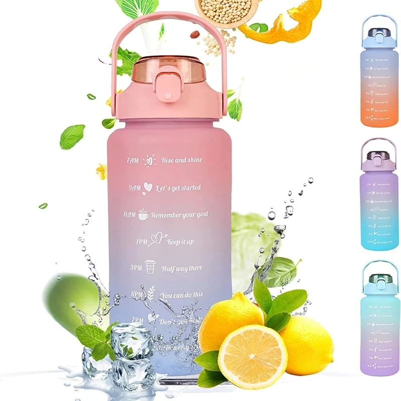 

Large Kawaii Water Bottle 2 Liters Waterbottle Water Bottles For Girls For Travel Outdoor Sports Fitness With Time Scale Reminde