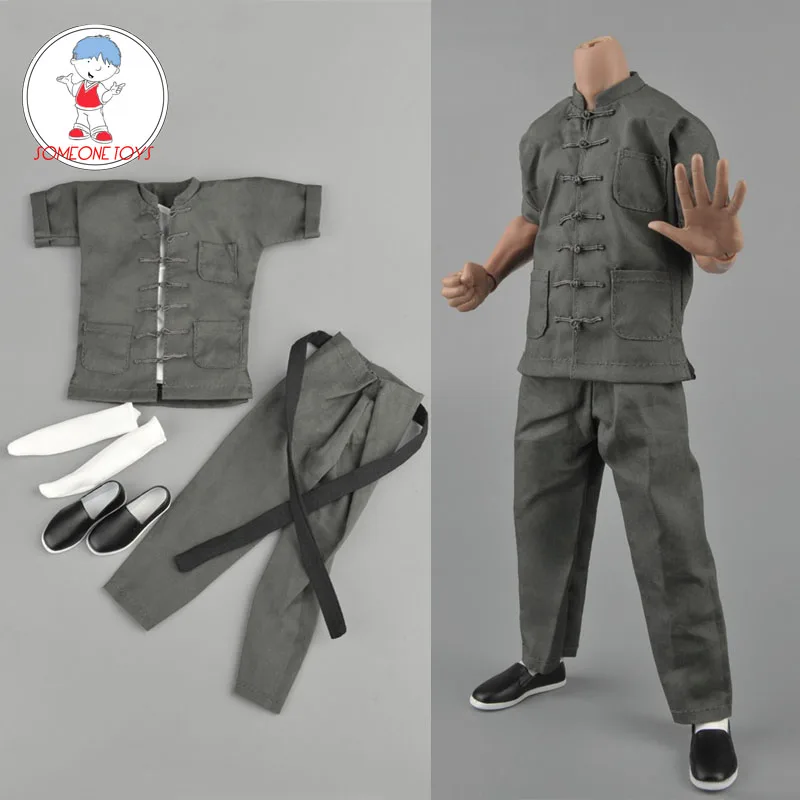 

ZYTOYS ZY5048 1/6 Gray Short Sleeve Tang Suit Kung Fu Pants Fit 12" Action Figure Body DIY Doll Clothes