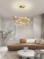 modern circle round ring chandelier nordic style living room bedroom new pendant hanging lamps restaurant duplex stairs lighting