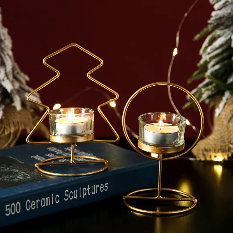 

Table Candlestick Ornament Metal Pendant Living Room Christmas Tree Candlestick Shelf Householder Desktop Decor Accessories New