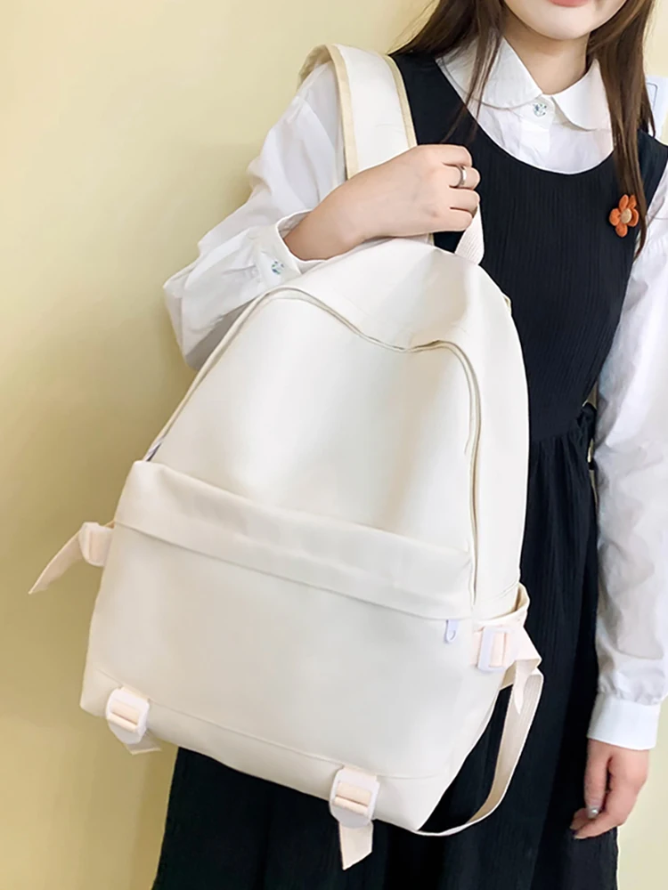 

Водонепроницаемый школьный ранец для девочек-подростков, вместительный Модный женский рюкзак для ноутбука, однотонная сумка для книг