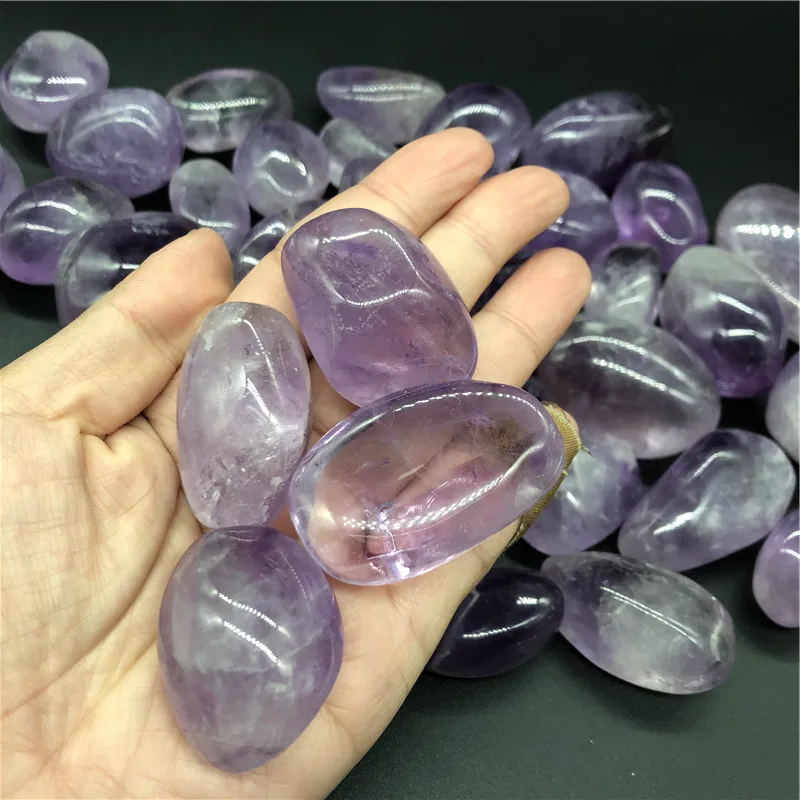 

1LB wholesale rare clear natural mineral big amethyst quartz palm tumblle