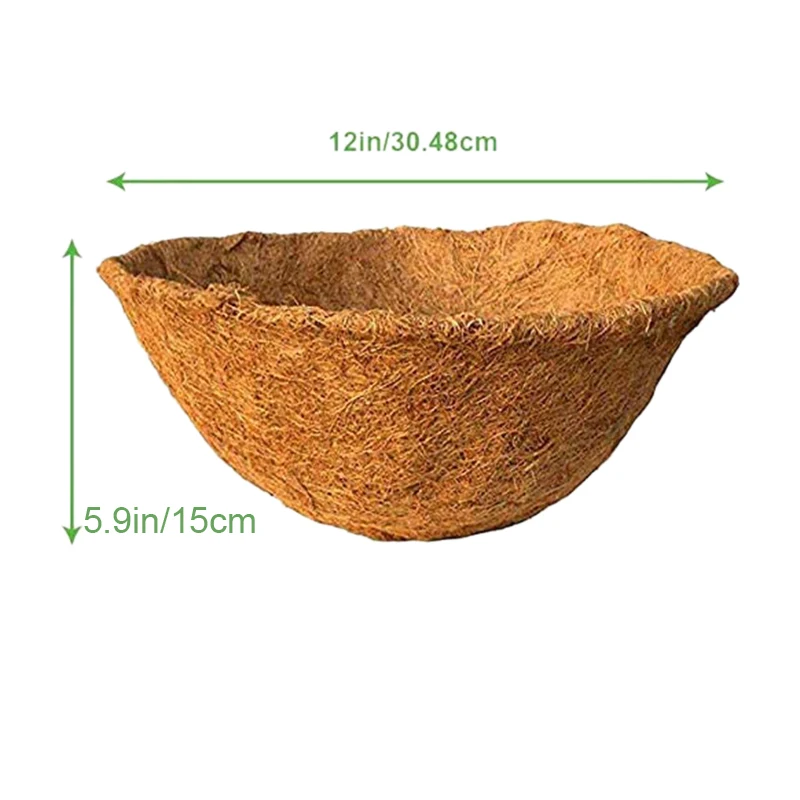 

2PCS Round Replacement Liner For Hanging Basket, 12 Inch Coconut Fiber Plant Basket Liner For Garden Planter Flower Pot