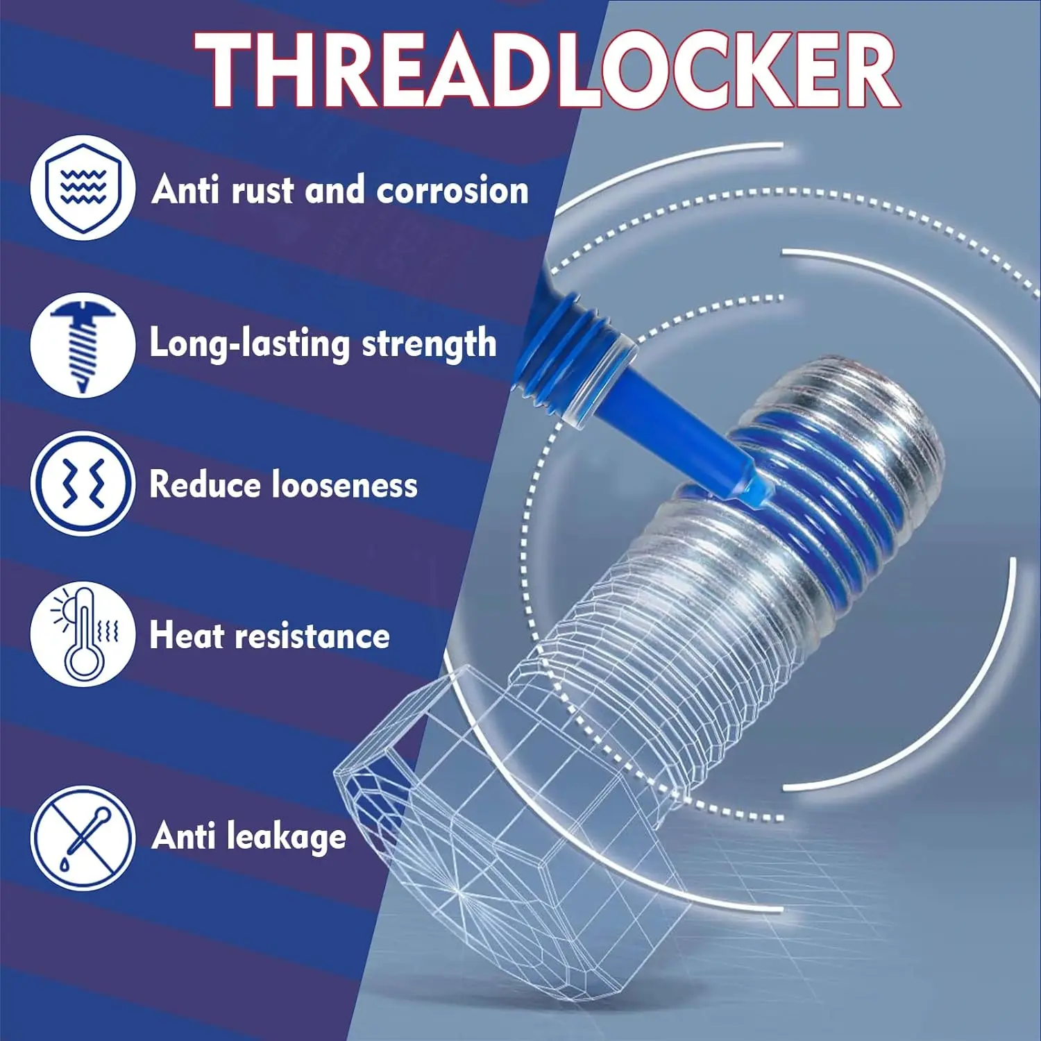 Винтовой клей для фиксации резьбы 10 мл анаэробный антиослабляющий