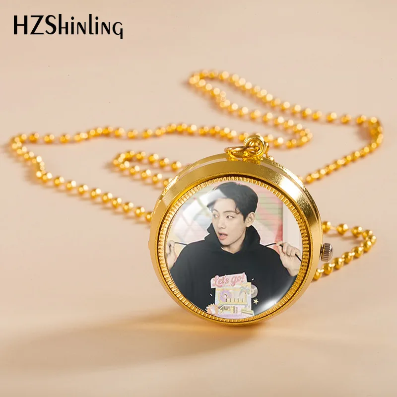 

И молодежное ожерелье для женщин и мужчин, корейский гироскоп с откидной подвеской, детские часы BTS с вращающейся стеной, часы для студентов, поворотная карманная Лига