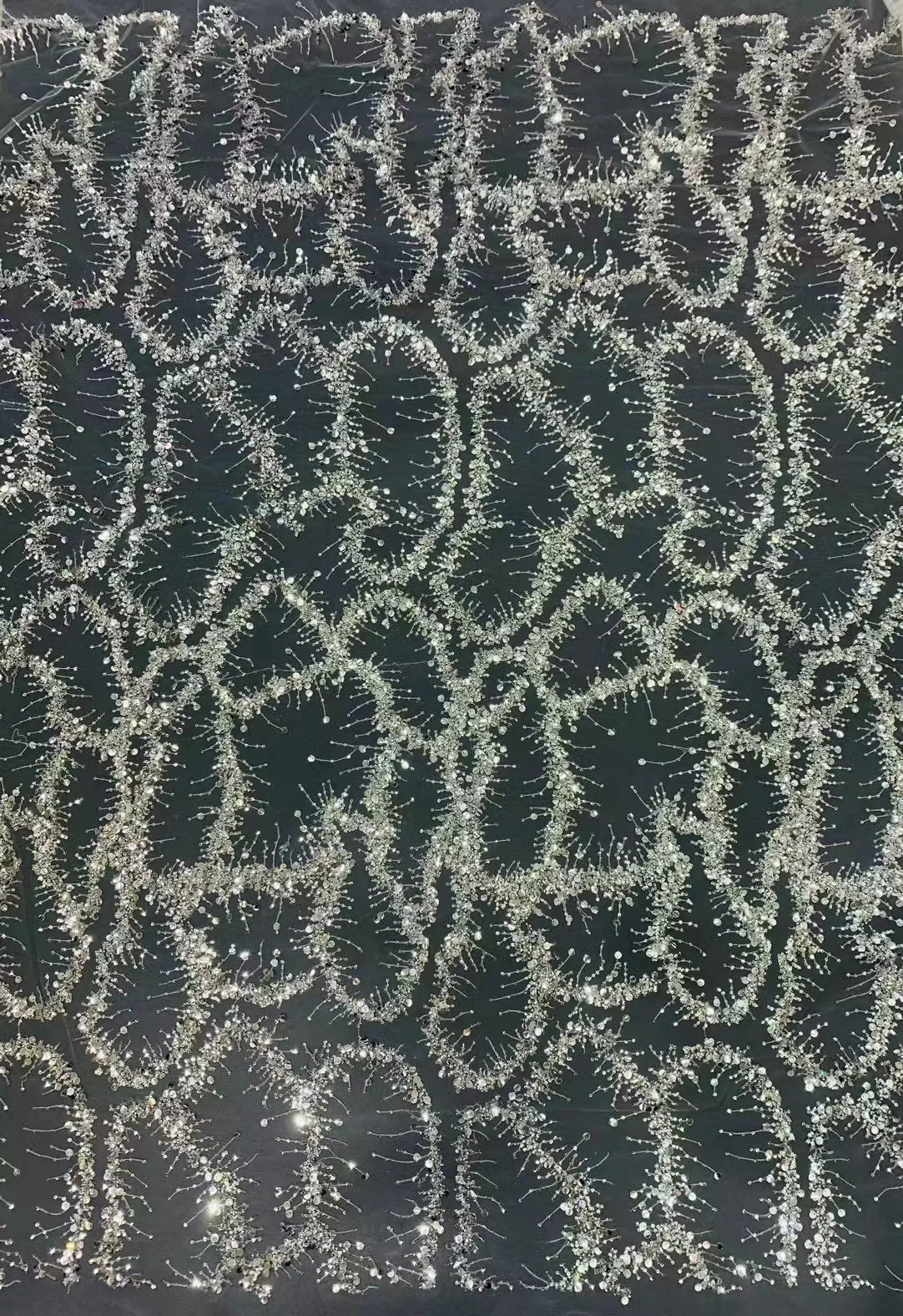 

7 Colors in Stock Geometric Special Design Irregular Pattern Beading Lace Fabric Clothing Beaded Lace Material 2022 NEW 1 Yard