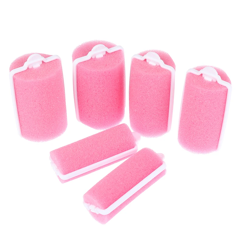 

12Pcs/pack Pink Buckle Soft Sponge Foam Hair Curler Roller Easy Curling Styling Hairdressing Twist Tools Kit make curly hair