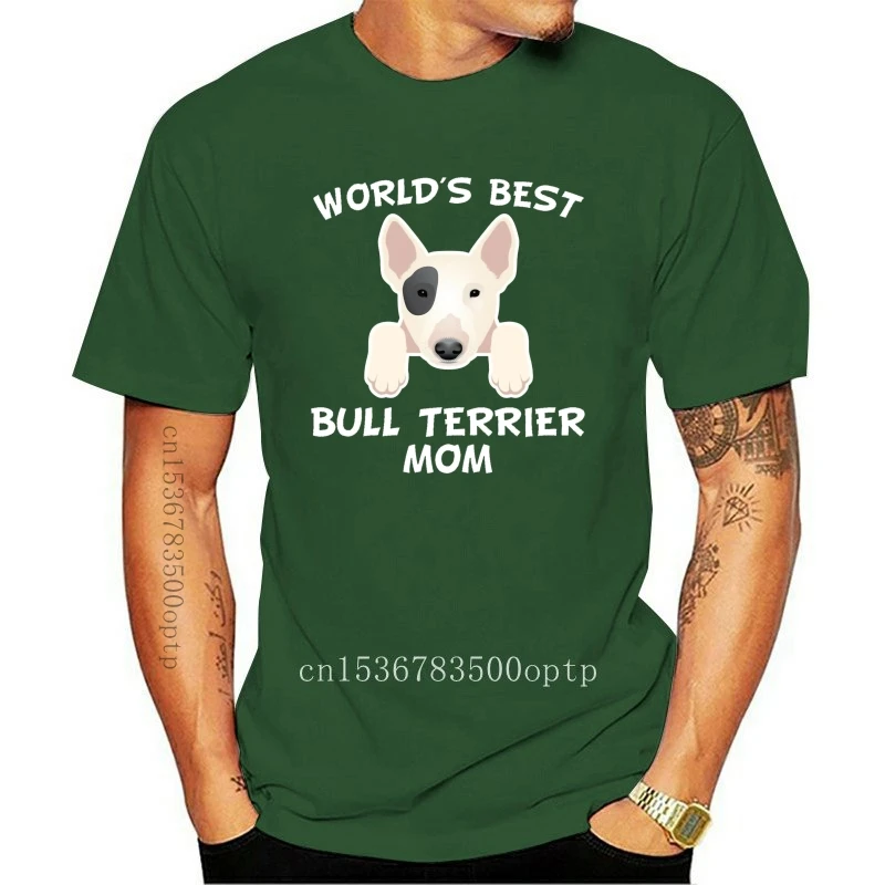 

New Bull Terrier Mom Shirt - World'S Best Bull Terrier Mom Dog Owner T-Shirt Round Neck Tee Shirt