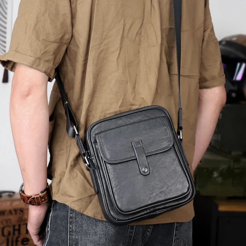 Casual Men's Shoulder Bag Genuine Leather Crossbody Bags For Male Portable Storage Messenger Bag Travel Handbag Organizer