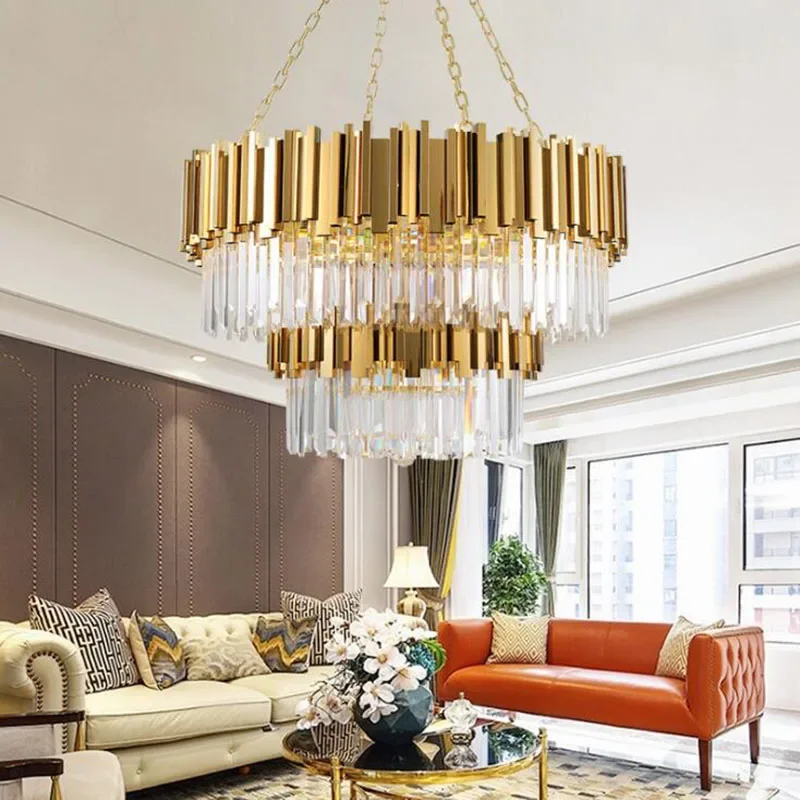 Moderni Lampadari Di Cristallo Lusso Lampadario в acciaio inox Appeso per la Casa Albergo Ristorante Luce Della Decorazione