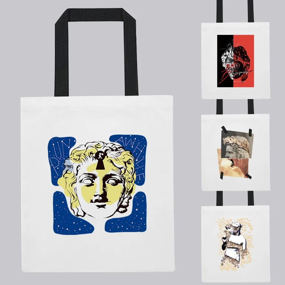

Fashionable Street Shopping Bag Women's Bag Women's Shoulder Bag Casual Carving Travel Canvas Foldable Bag White Foldable Tote