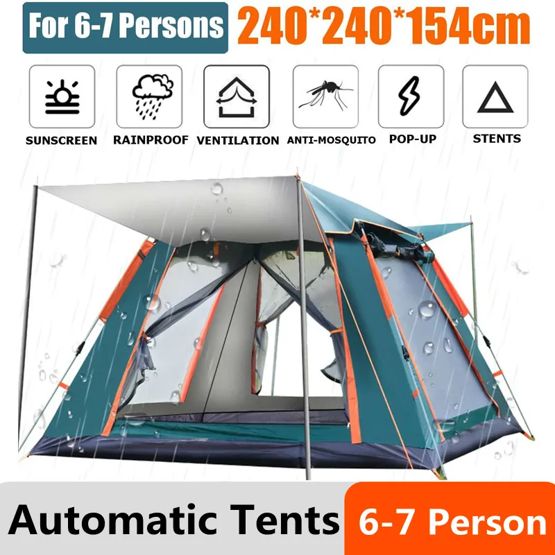 5-6 People Automatic Pop-up Tent Portable Camping Tent Waterproof UV Protection Tents Outdoor Instant Setup Sun Shelter 4 Season