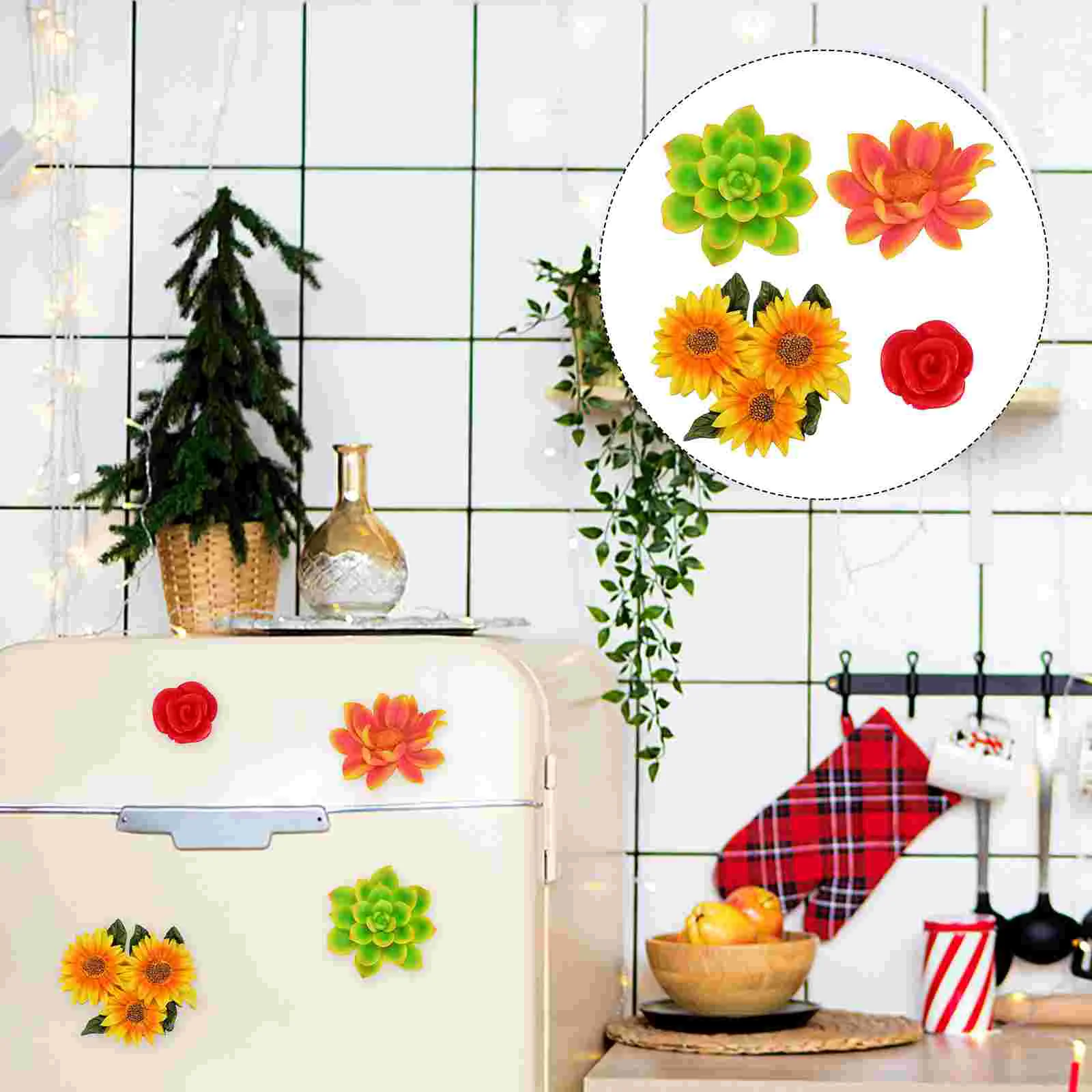 

4Pcs Flower Fridge Magnets Nice Chic Reminder Fridge Stickers Cartoon Refrigerator Magnets Gift Home decor