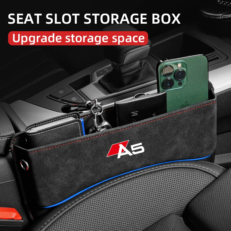 

Universal Car Seat Storage Box For Audi A5 Car Seat Gap Organizer Seat Side Bag Reserved Charging Cable Hole car accessories
