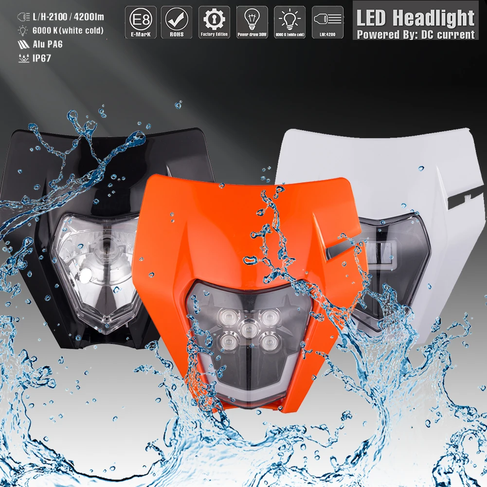 Motorcycle LED Headlight Headlamp Universal Head Light For KTM EXC EXCF SX SXF XC XCF XCW XCFW Dirt Bike Enduro