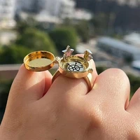 2022 trendy teen cute anime aesthetic bff couple open clamshell rings for men woman jewelry close friend birthday new party gift