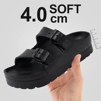 summer platform sandals women thick soled slippers casual flat buckle slides ladies candy color open toe beach footwear 36 41