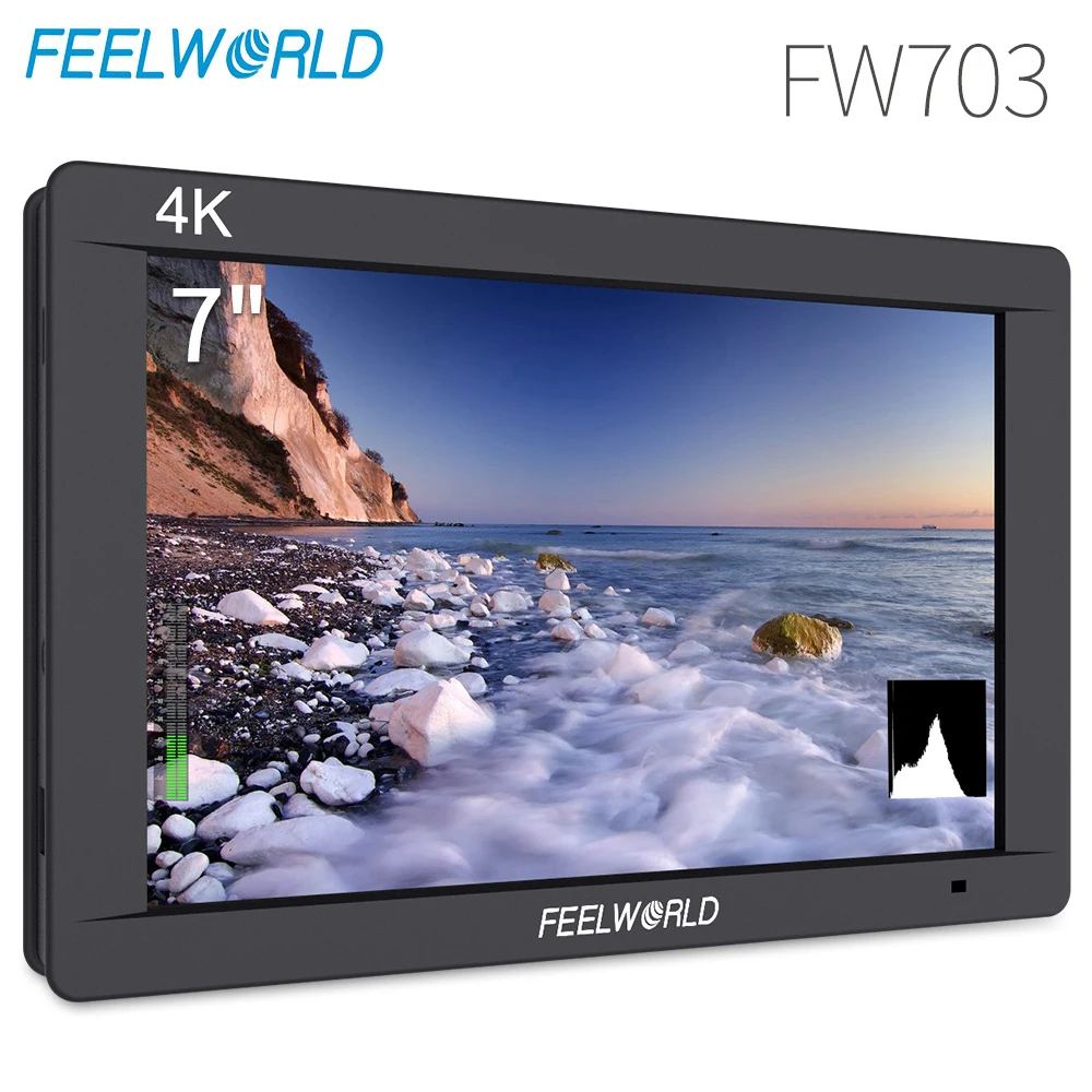 

FEELWORLD FW703 7 Inch IPS Full HD 3G SDI 4K HDMI On Camera DSLR Field Monitor 1920x1200 with Histogram for Stabilizer Camera