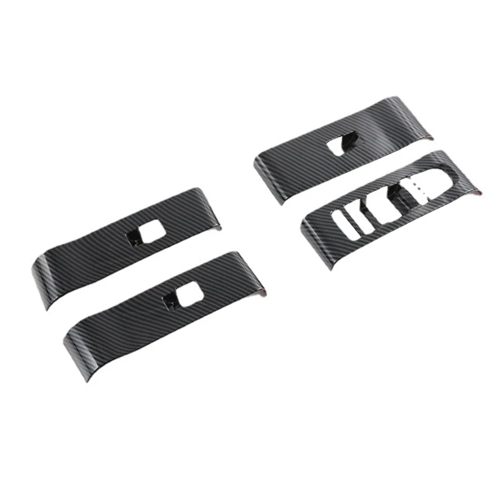 

4Pcs Carbon Fiber Pattern Car Window Control Panel Cover Door Lock Switch Trim Stickers for BYD 2022 Yuan PLUS RHD ABS