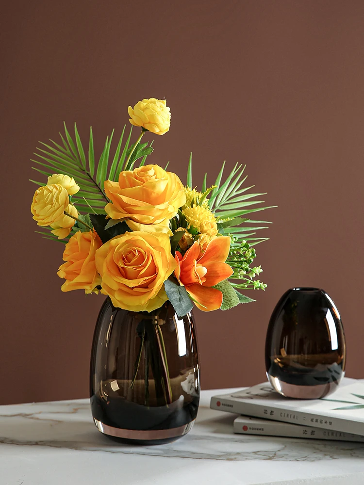 

Nordic Creative Simple Glass Vase Ornaments Modern Living Room Dining Table Aquatic Flower Pot Home Decoration