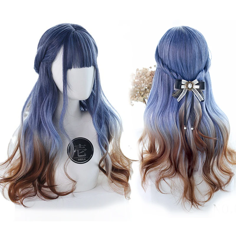 

Long Straight/Wavy Wig With Bang Synthetic Wigs for Women Heat Resistant Natural Hair for Daily Halloween Cosplay Party