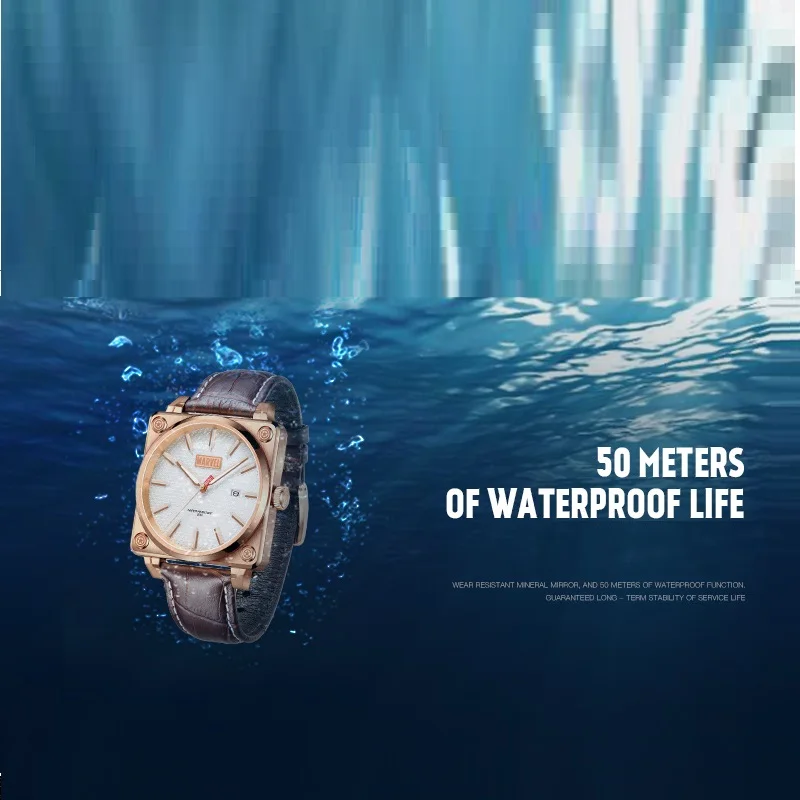 Часы мужские кварцевые из нержавеющей стали прямоугольные светящиеся со