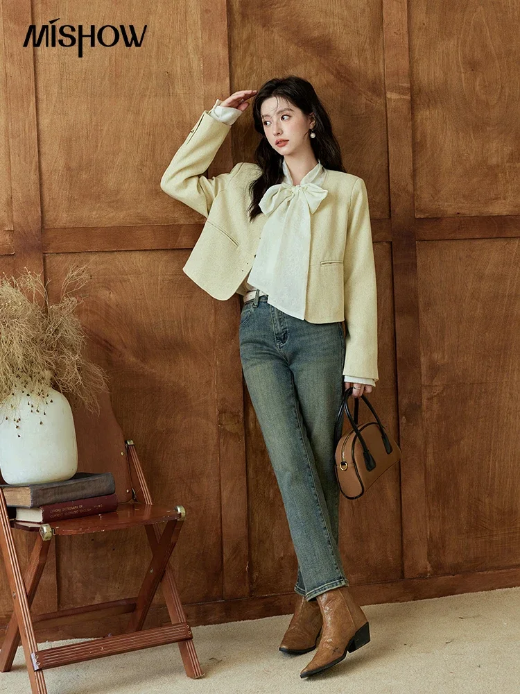 Блузка с бантом и длинным рукавом MXD41C0312