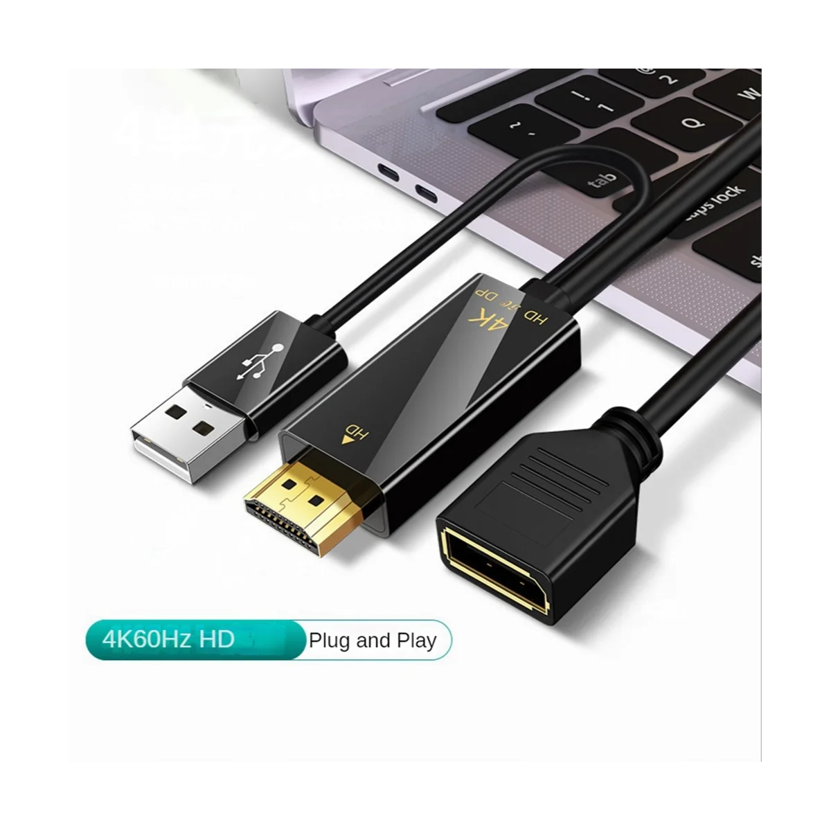 

-Compatible Male to Displayport Female Converter Cable 4K@60Hz -Compatible to DP Converter Adapter Cable