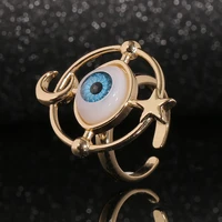 new simple womens fashion exaggerated jewelry star moon evil eye design ring open ring niche jewelry party holiday gift
