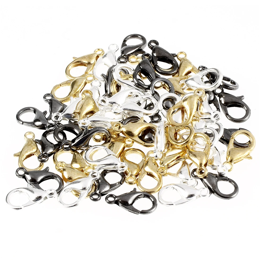 

60-Piece Mix Lobster Claw Clasps for Jewelry Making 12mm Silver Gold