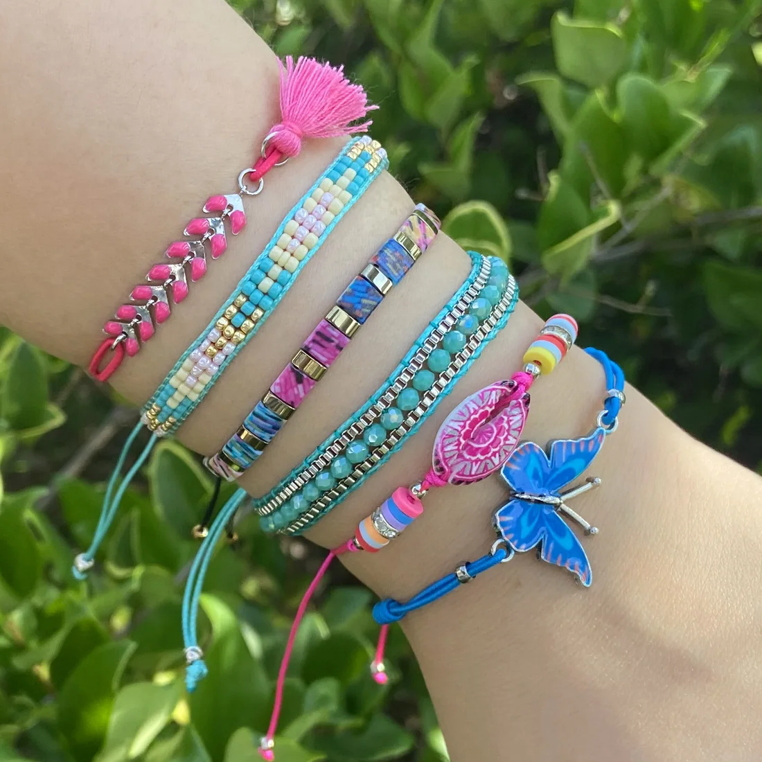 

TAUAM Bohemian Rope Friendship Bead Butterfly Bracelet for Women Ladies Fashion Trendy Boho Vintage Couple Wristbands Jewelry