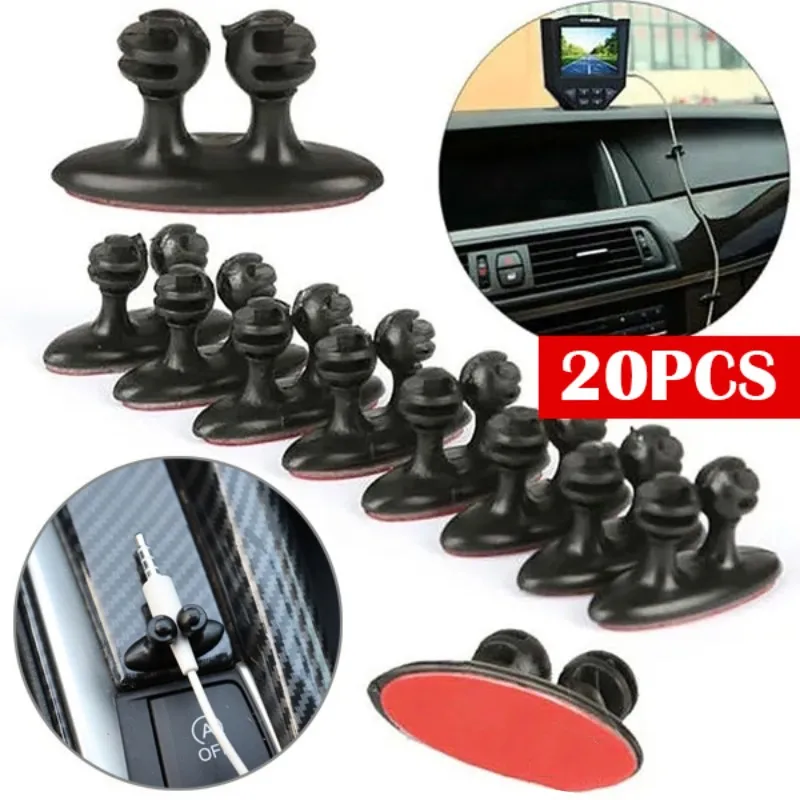 

20pcs Car Dashboard Phone Charger Cable Manager Hook Adhesive Headphone Line Organizer Clasp Clamp Holder Cable Wire Management