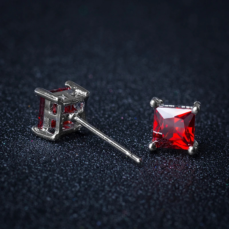 

SHUANGR 925 Silver Earring Square Zirconia Stud Earrings For Women Wedding Party Engagement Jewelry Gift Dropshipping
