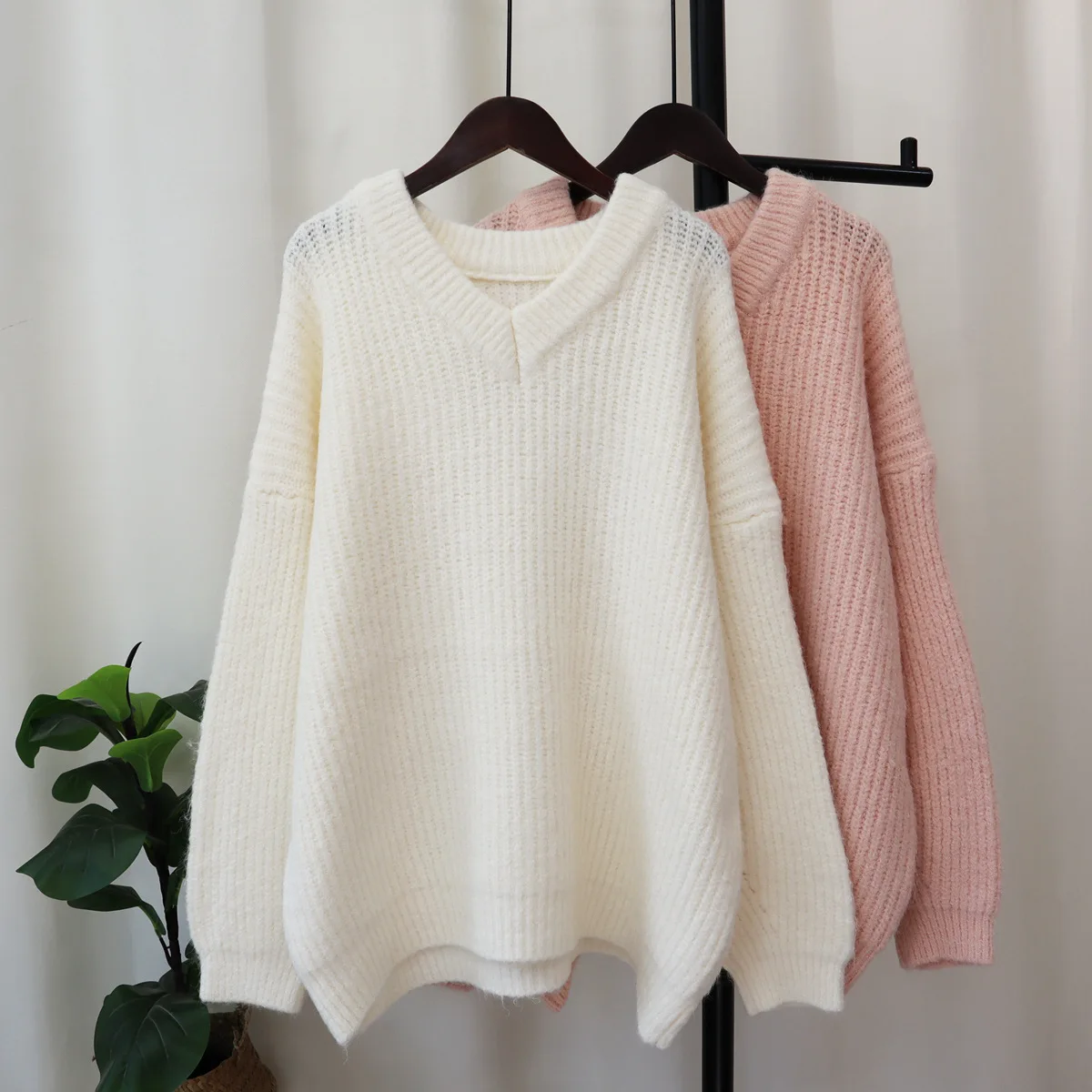 

Hsa Женский пуловер с длинным рукавом, Однотонный свитер Pull Femme Hiver, толстые теплые свободные зимние вязаные джемперы с круглым вырезом в стиле Харадзюку