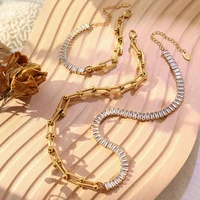 stainless steel bracelets chains necklace for women jewelry sets bijoux acier inoxidable femme collares de moda 2022 mujer %e3%83%8d%e3%83%83%e3%82%af%e3%83%ac%e3%82%b9