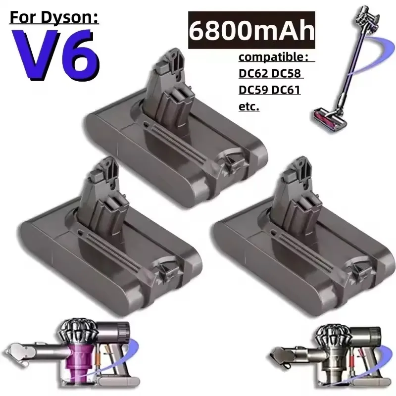 Фото Новая литий-ионная батарея V6 21.6V 9800mAh для пылесосов Dyson V6, DC58, DC59, DC61, DC62, SV09, SV07, SV03, SV04, SV06, SV05 №4